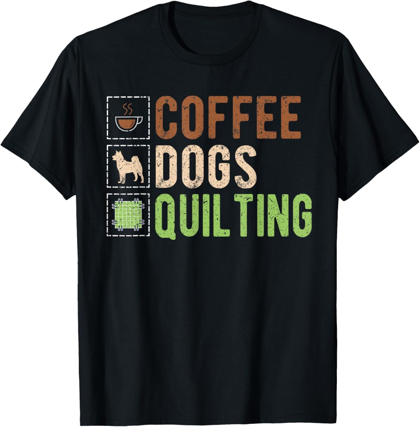 Coffee Dogs Quilting T-Shirt - T-Shirt | Black