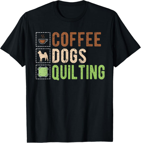 Coffee Dogs Quilting T-Shirt - T-Shirt | Black