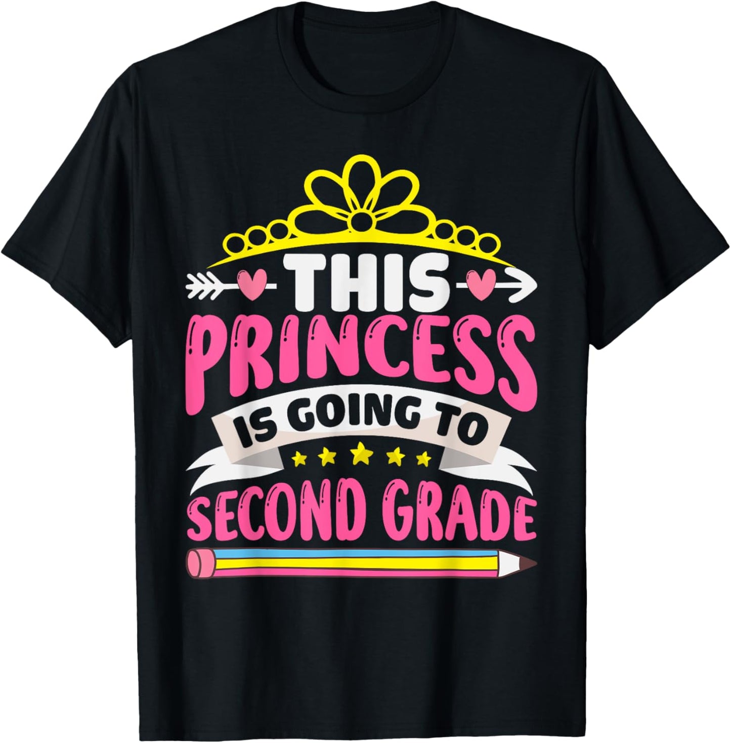 This Princess Is Going To Second Grade Girls Back to School T-Shirt - T-Shirt | Black
