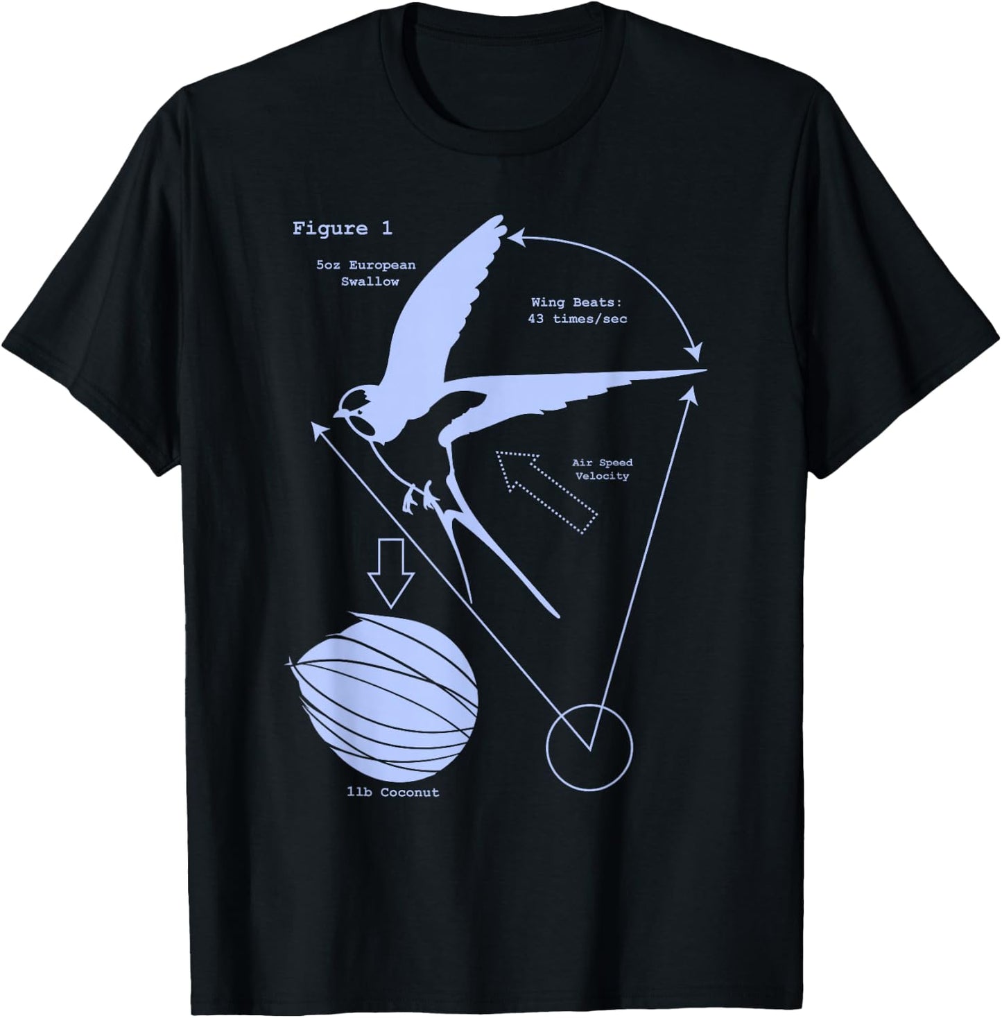 Airspeed Velocity with a Coconut and a European Swallow T-Shirt - T-Shirt | Black