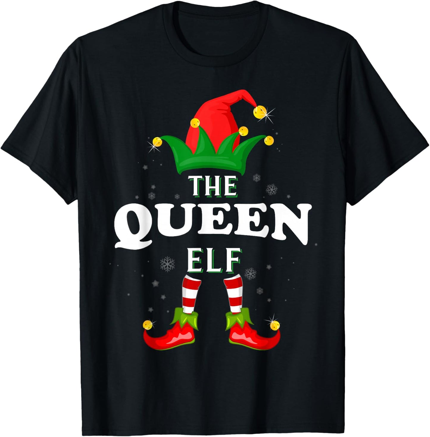 Xmas Queen Elf Family Matching Christmas Pajama T-Shirt - T-Shirt | Black