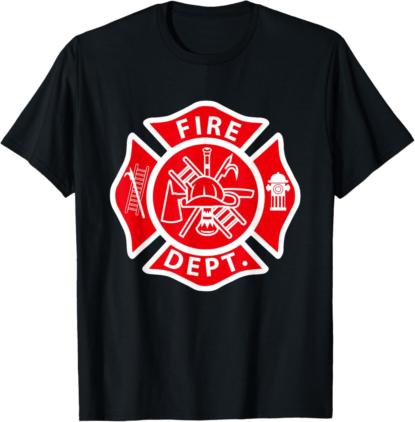 Fire Department Logo Uniform Fireman Symbol Firefighter Gear T-Shirt - T-Shirt | Black