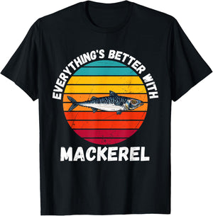 Vintage Mackerel Everything's Better With Mackerel Retro T-Shirt - T-Shirt | Black
