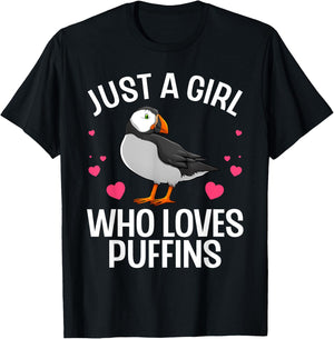 Best Puffin Girls Rare Bird Lover Birdwatching T-Shirt - T-Shirt | Black
