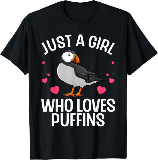 Best Puffin Girls Rare Bird Lover Birdwatching T-Shirt - T-Shirt | Black