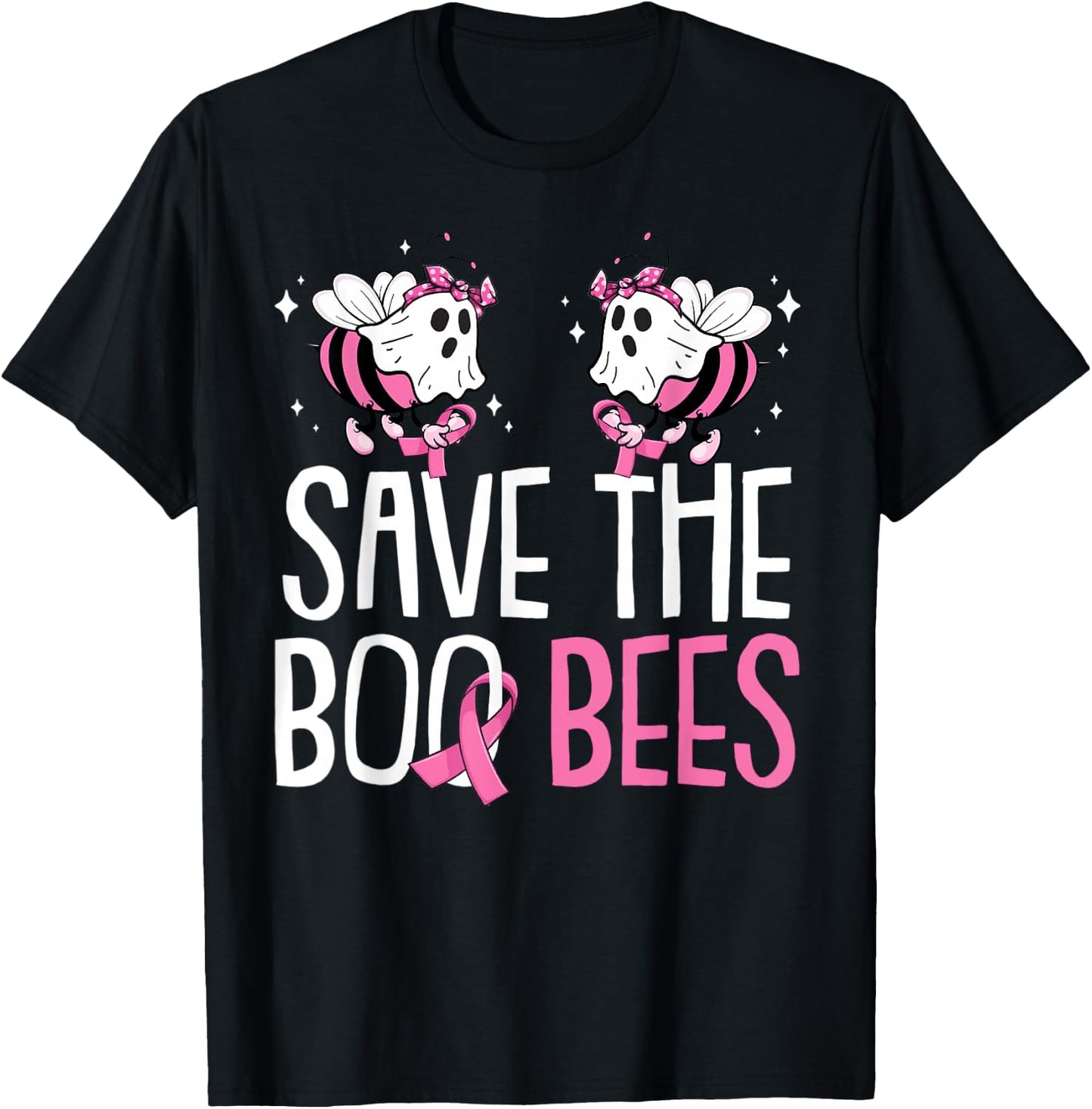 Save The Breast Cancer Awareness Boo Bees Halloween Women T-Shirt - T-Shirt | Black