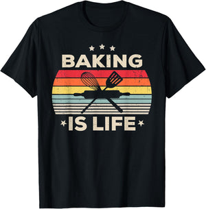 Baking Is Life For Girls Women Men Boys Pastry Baker Vintage T-Shirt - T-Shirt | Black
