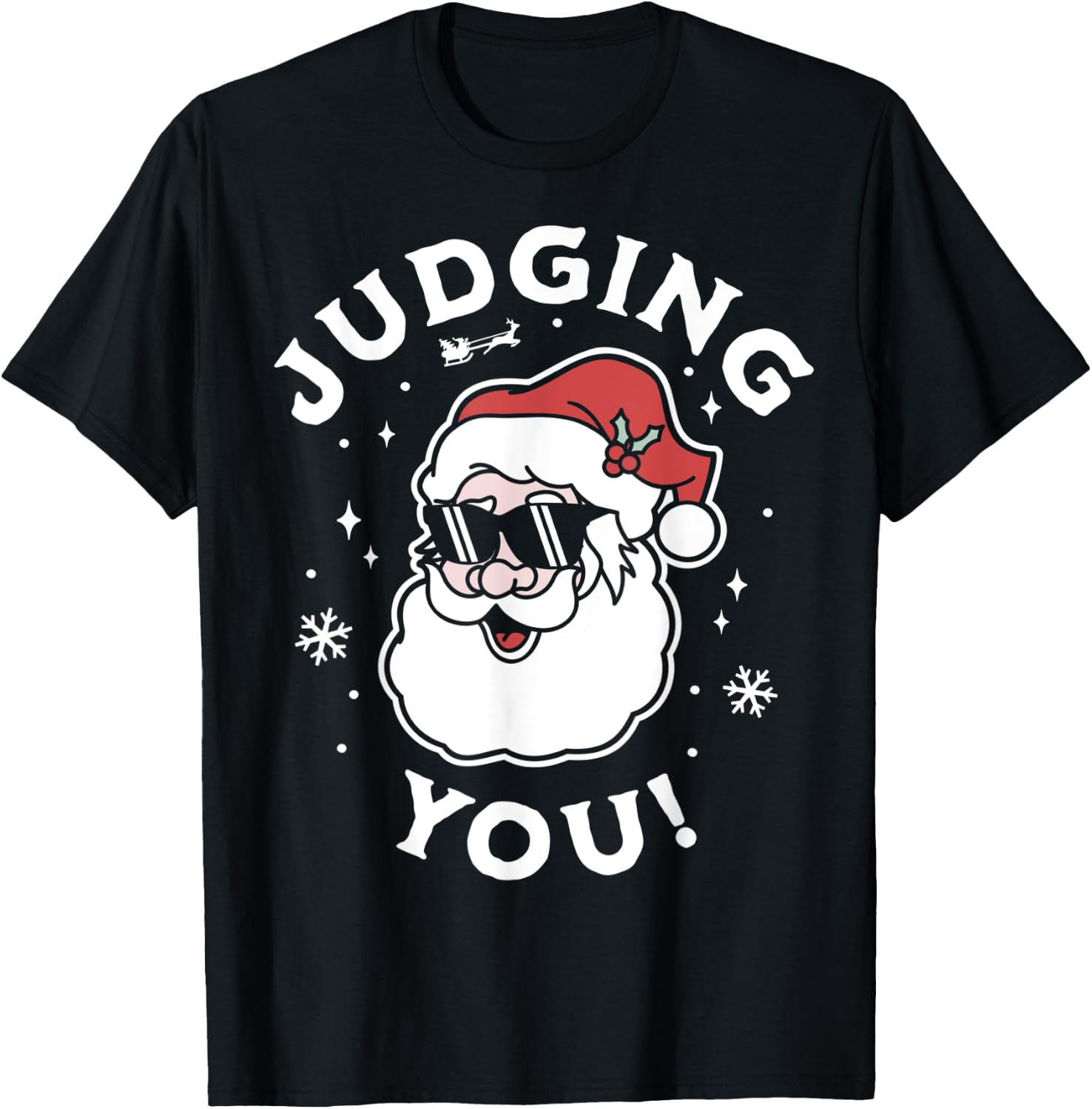 Judging You - Funny Ugly Christmas Sweater Santa Claus T-Shirt - T-Shirt | Black