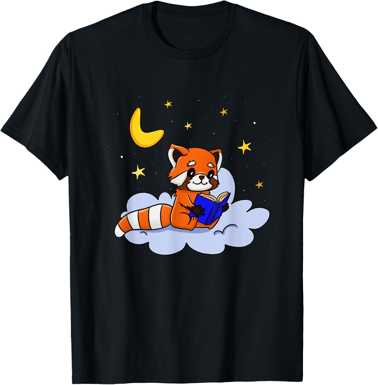 Funny Red Panda Reading Book for Bookworm and Book Lover T-Shirt - T-Shirt | Black