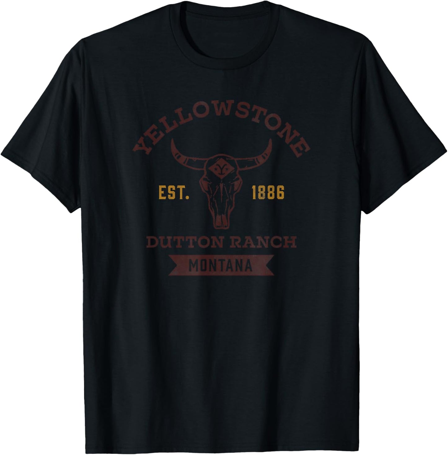 Yellowstone Dutton Ranch Bull Skull Logo V3 T-Shirt - T-Shirt | Black