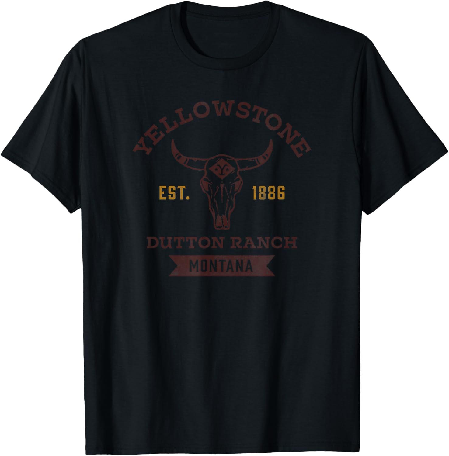 Yellowstone Dutton Ranch Bull Skull Logo V3 T-Shirt - T-Shirt | Black
