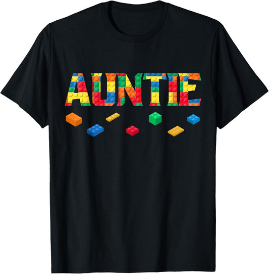 Master Builder Auntie Birthday Boy Building Bricks Blocks T-Shirt - T-Shirt | Black