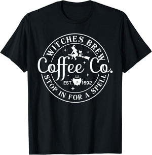 Witches Brew Coffee Co. Stop for A Spell T-Shirt - T-Shirt | Black