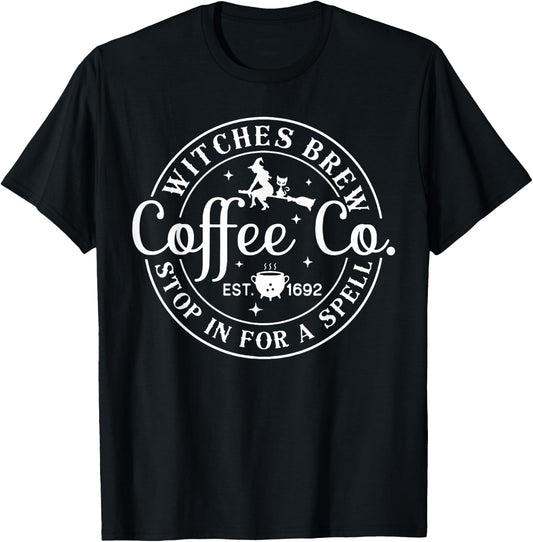 Witches Brew Coffee Co. Stop for A Spell T-Shirt - T-Shirt | Black