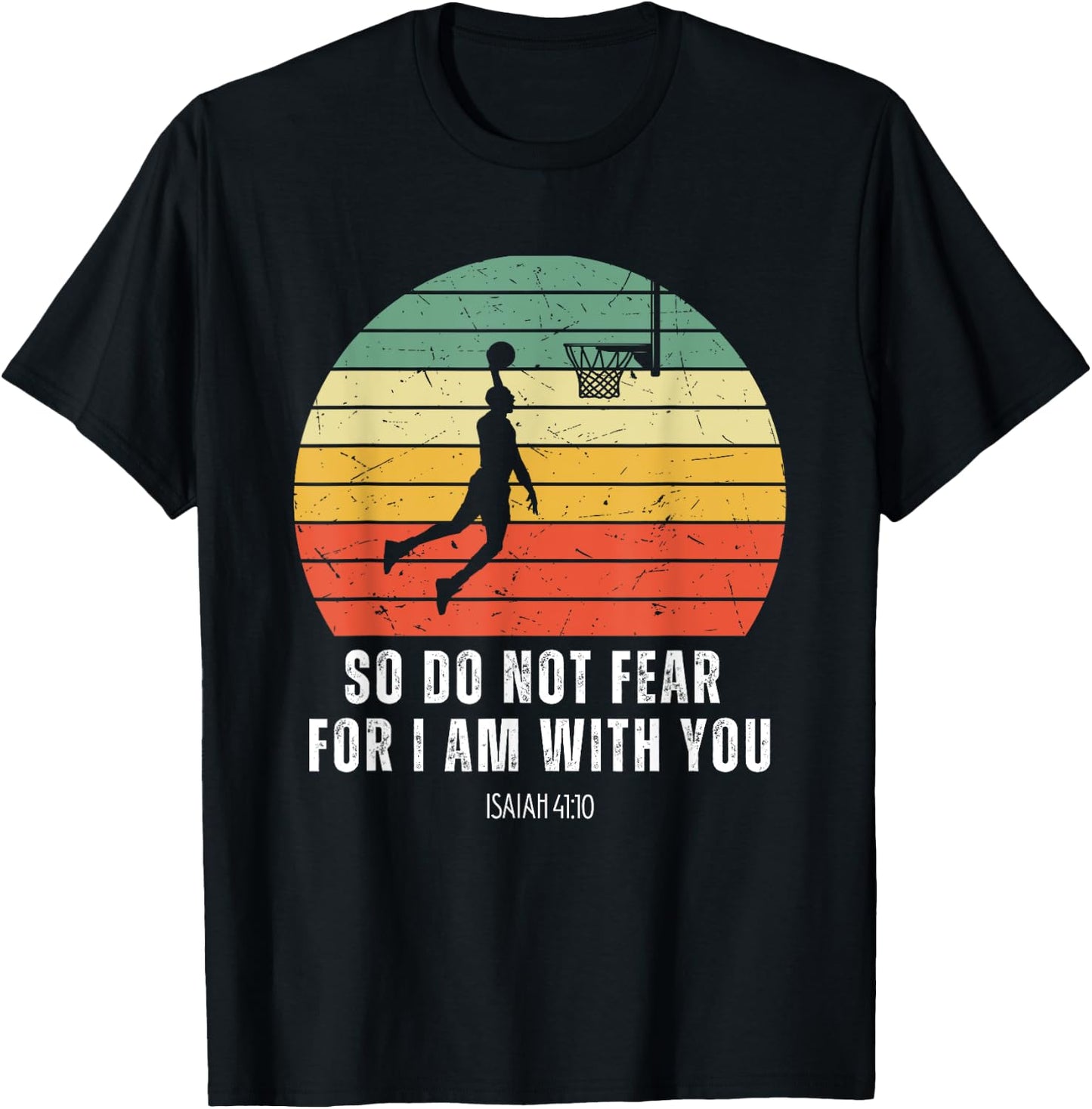 Christian Retro Basketball Verse Men Boys Kids Religious T-Shirt - T-Shirt | Black