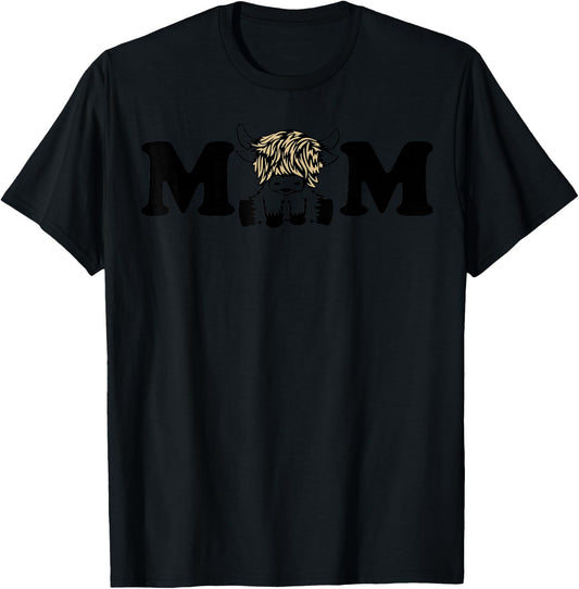 Highland Cow Mom T-Shirt - T-Shirt | Black