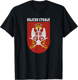 Serbian Army Serbia Flag Armed Forces Military Balkan Srbija T-Shirt - T-Shirt | Black