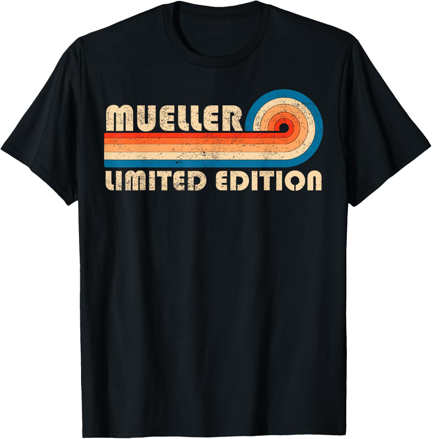MUELLER Surname Retro Vintage 80s 90s Birthday Reunion T-Shirt - T-Shirt | Black