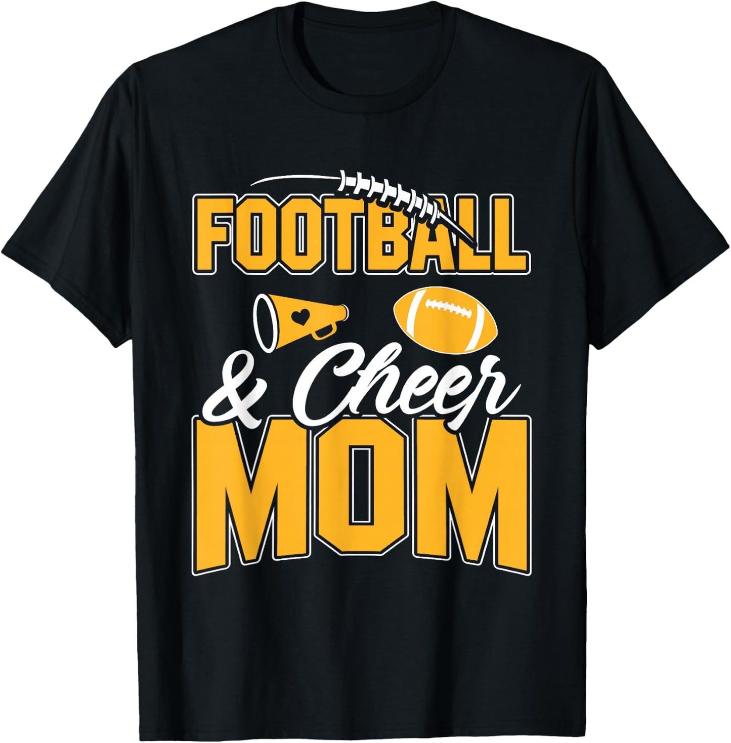 Football and Cheer Mom Cheerleading Mother Football T-Shirt - T-Shirt | Black