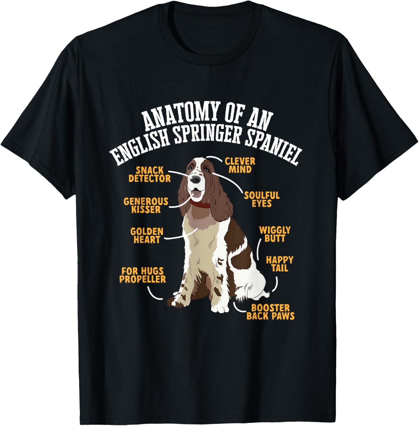 Anatomy Of An English Springer Spaniel T-Shirt - T-Shirt | Black