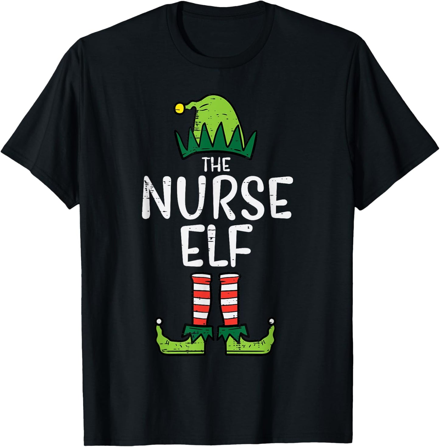 Nurse Elf Xmas Matching Christmas For Family Winter Scrub T-Shirt - T-Shirt | Black