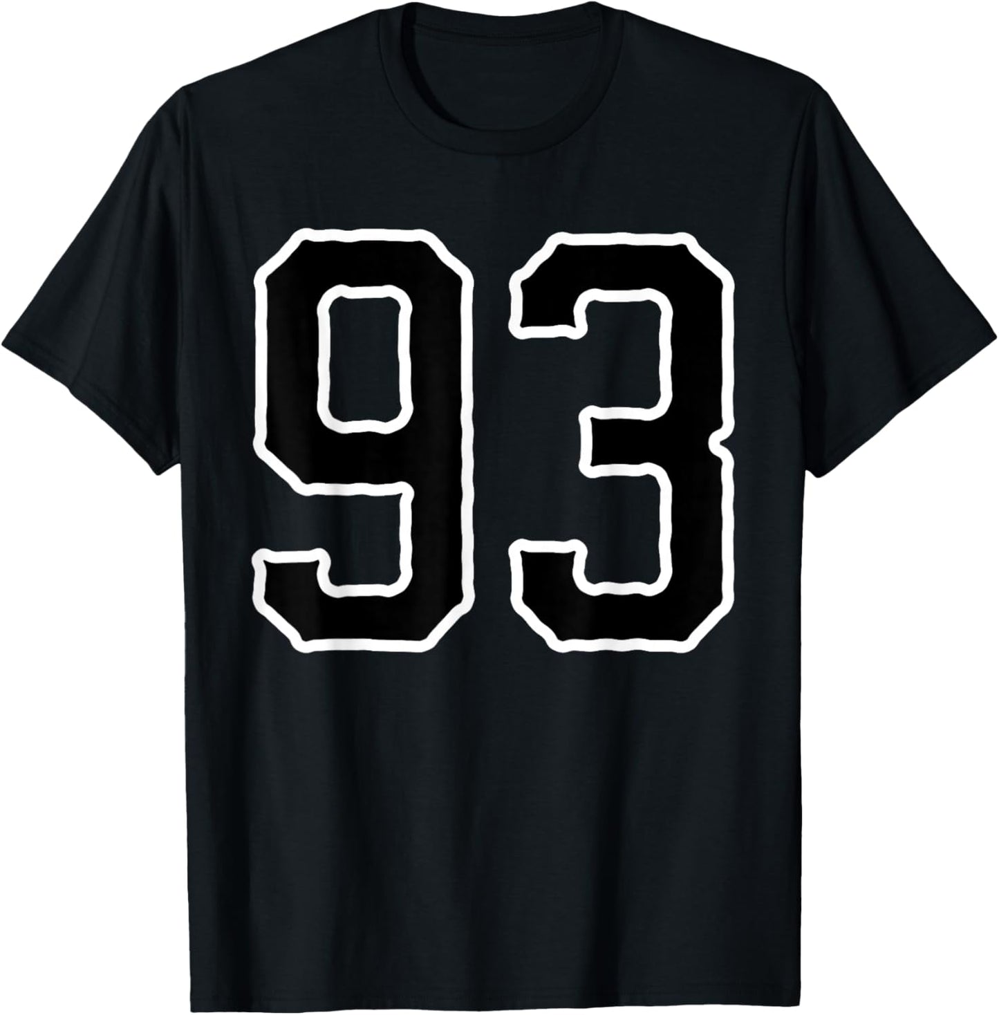 Number #93 White Black Sports Team Number 93 T-Shirt - T-Shirt | Black