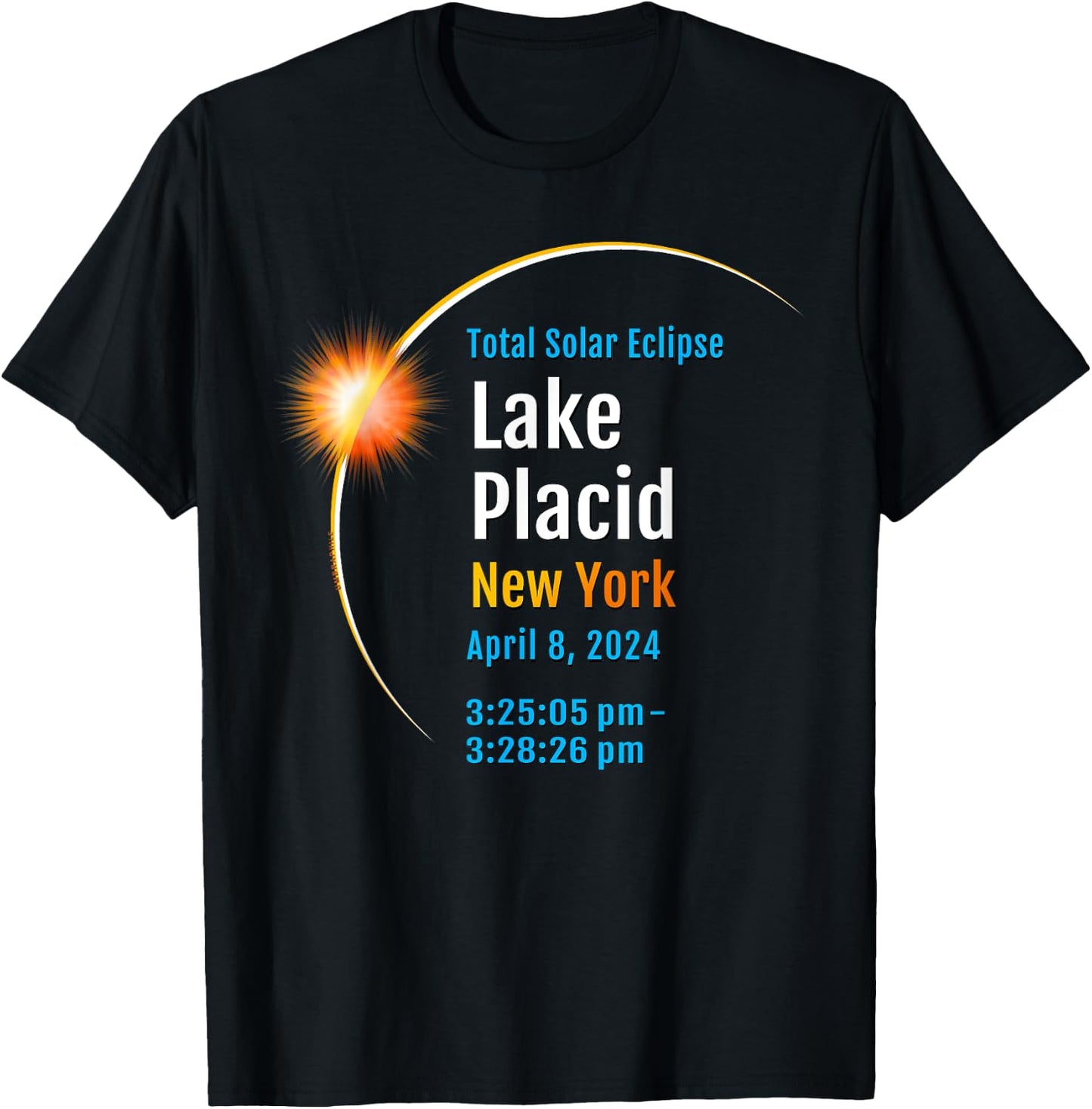 Lake Placid New York NY Total Solar Eclipse 2024 :: 1 :: T-Shirt - T-Shirt | Black