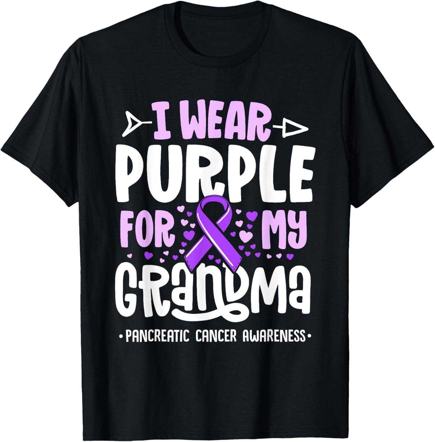 I Wear Purple For My Grandma Pancreatic Cancer Awareness T-Shirt - T-Shirt | Black