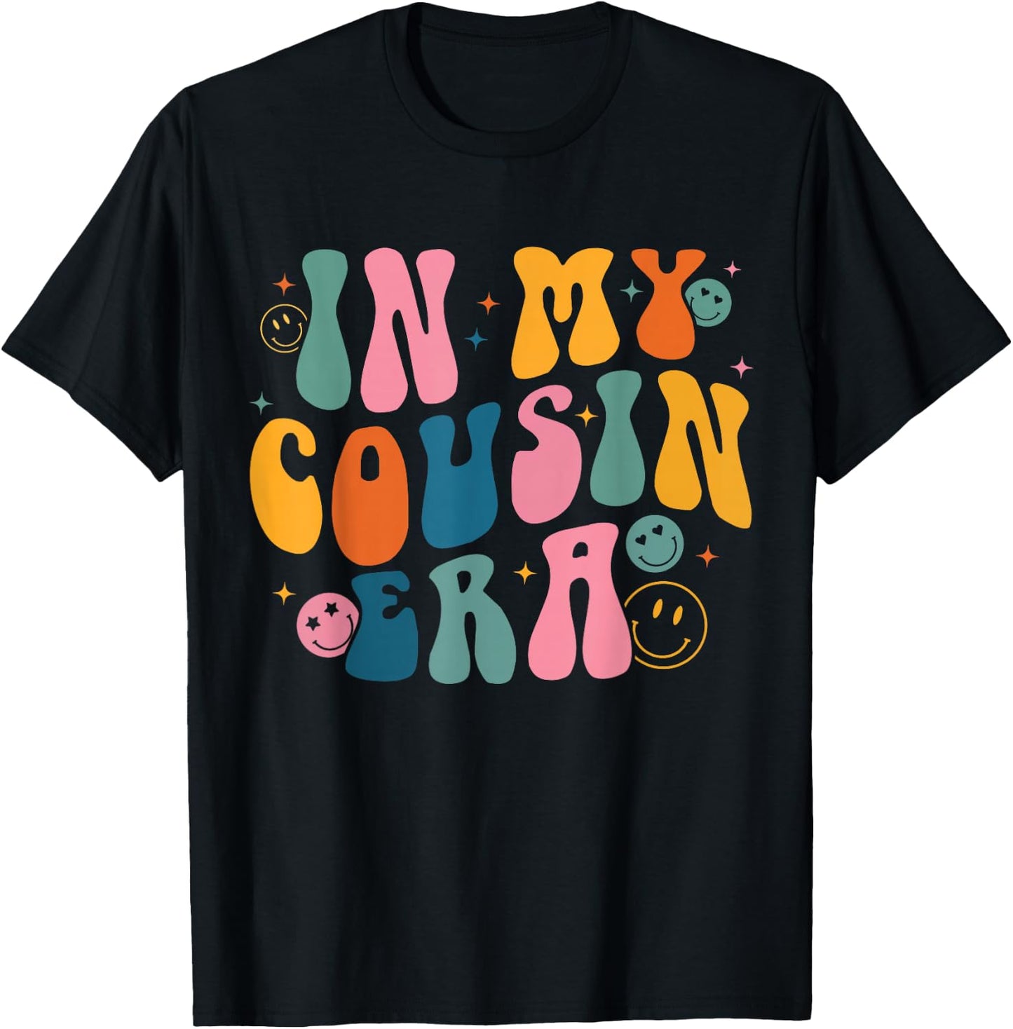 Retro Groovy In My Cousin Era, Funny Cool Cousin Toddler Kid T-Shirt - T-Shirt | Black