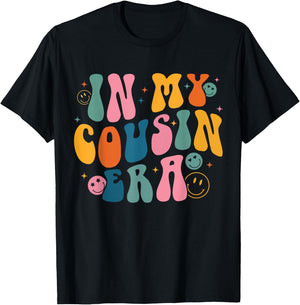 Retro Groovy In My Cousin Era, Funny Cool Cousin Toddler Kid T-Shirt - T-Shirt | Black