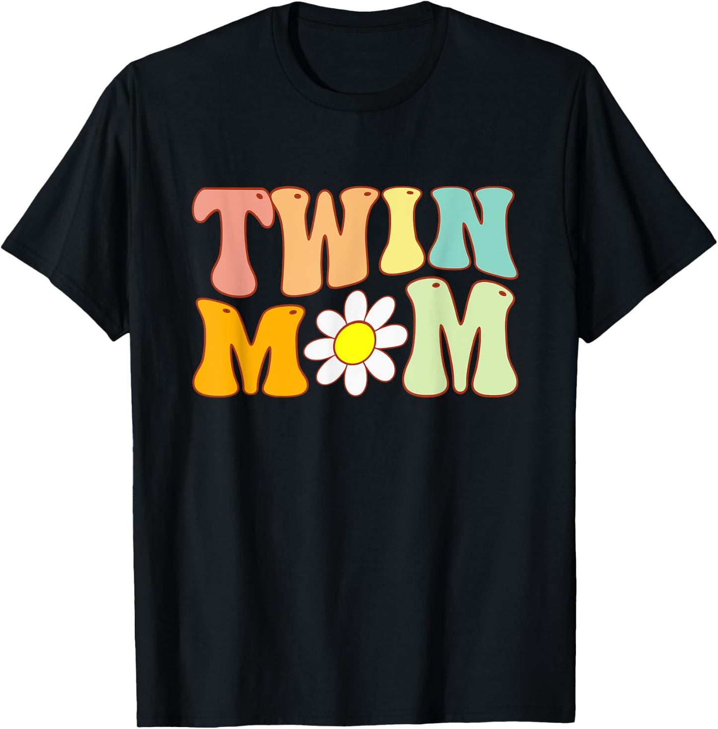 Groovy Twin Mama Funny Mother's Day For New Mom Of Twins T-Shirt - T-Shirt | Black