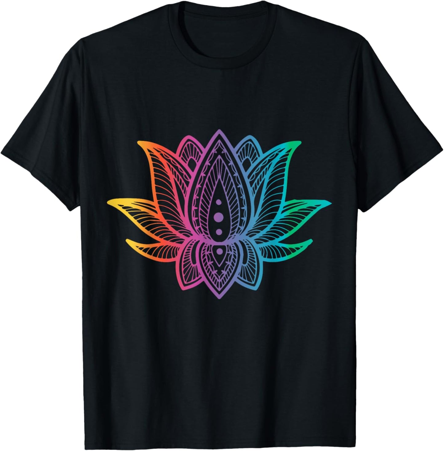 Mandala Lotus Flower Graphics T-Shirt - T-Shirt | Black
