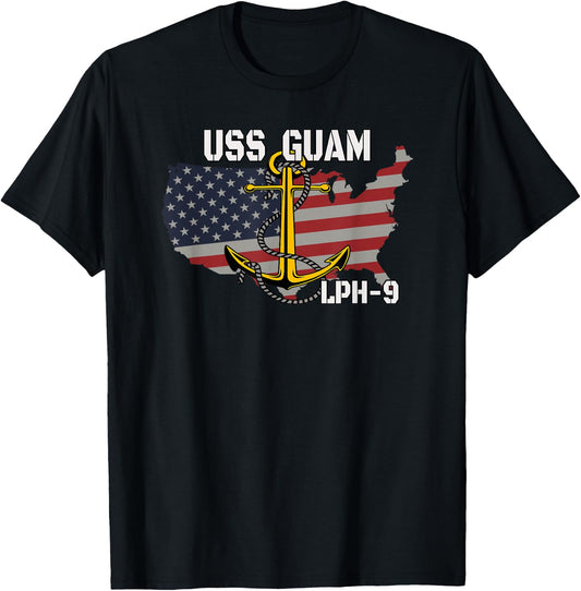 USS Guam LPH-9 Landing Platform Helicopter Veterans Father T-Shirt - T-Shirt | Black