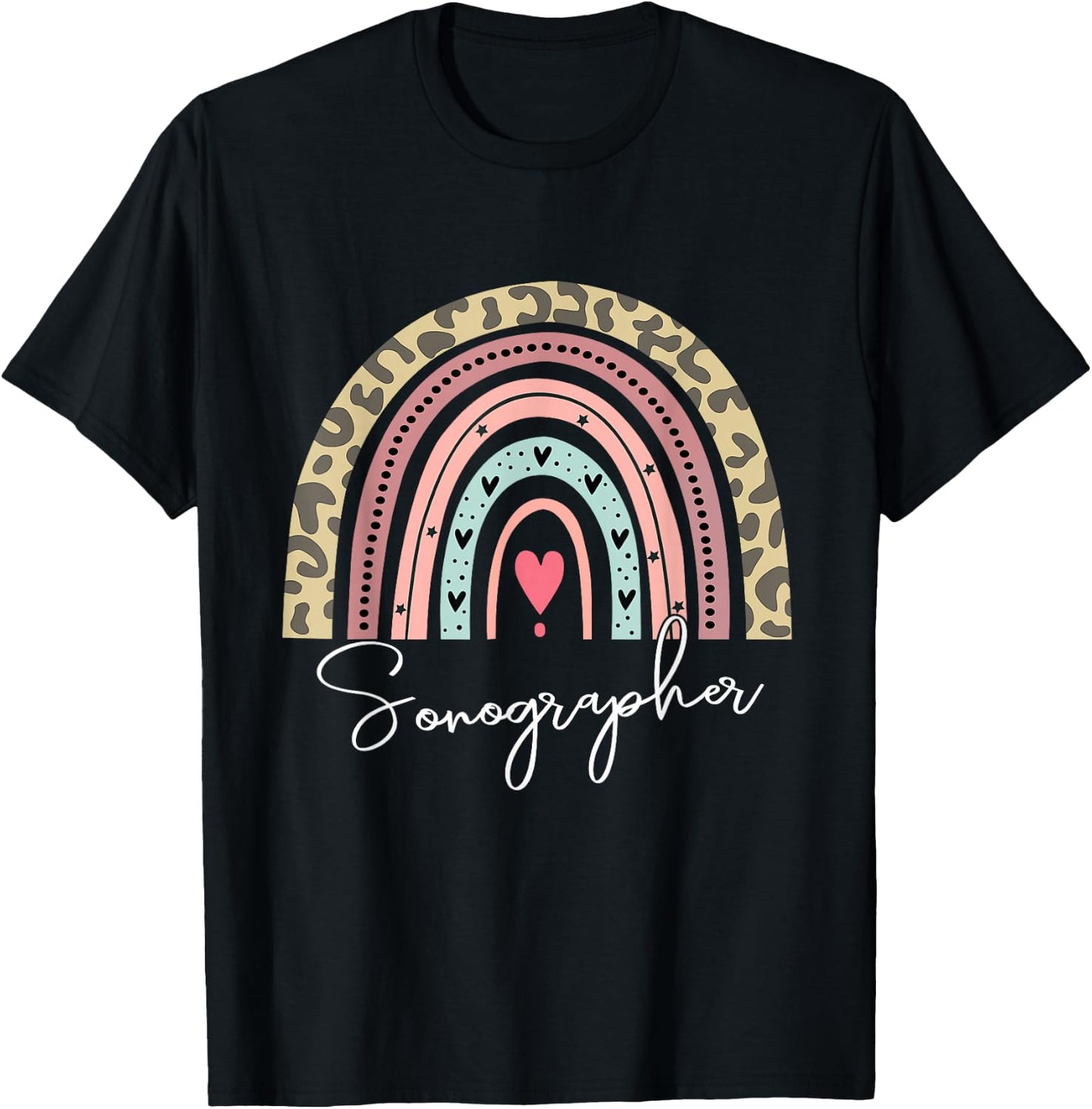 Sonographer Rainbow Sonography Ultrasound Tech Cardiac T-Shirt - T-Shirt | Black