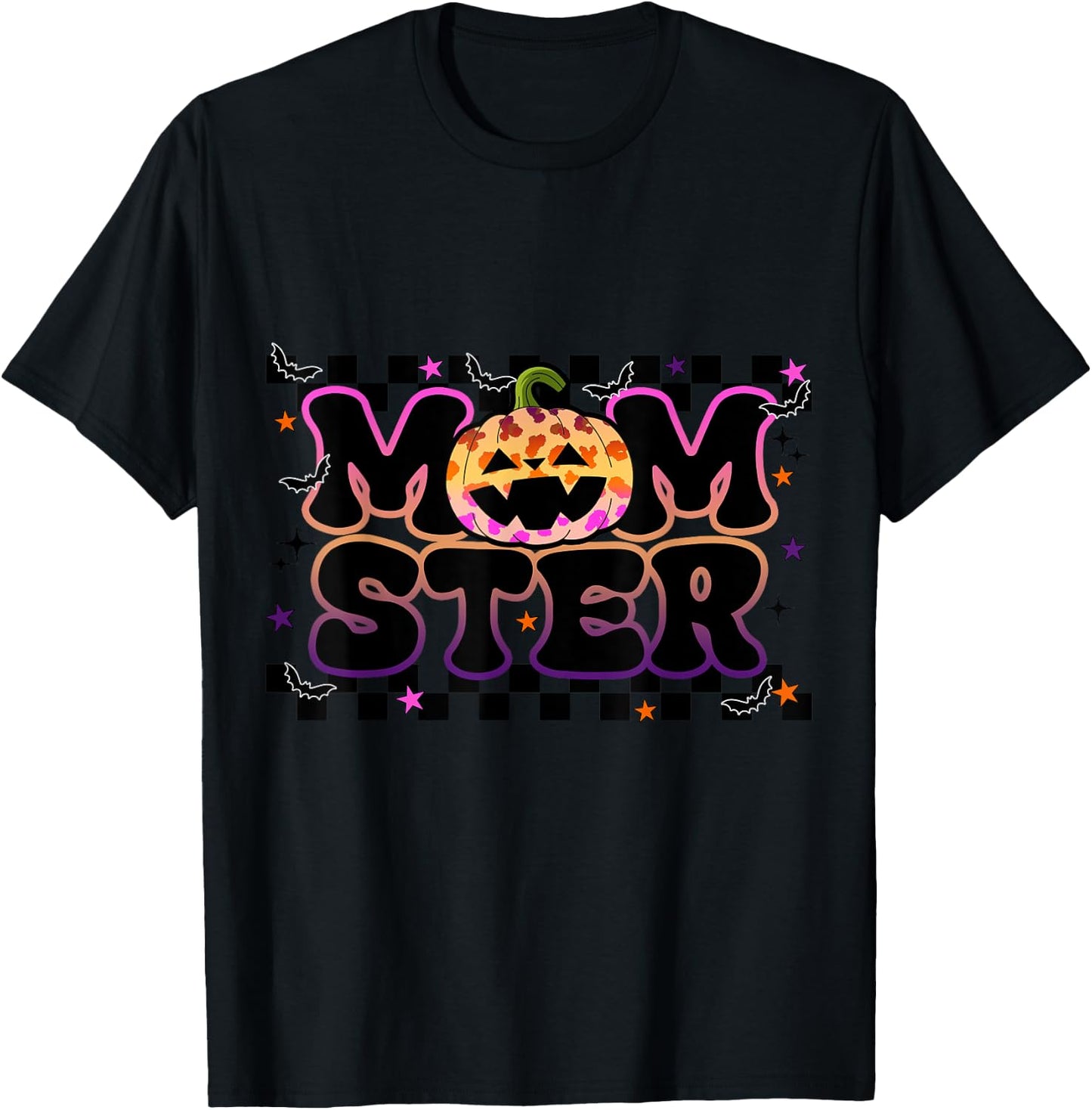 Funny Momster Shirt Halloween Pumpkin Mom Ster T-Shirt - T-Shirt | Black