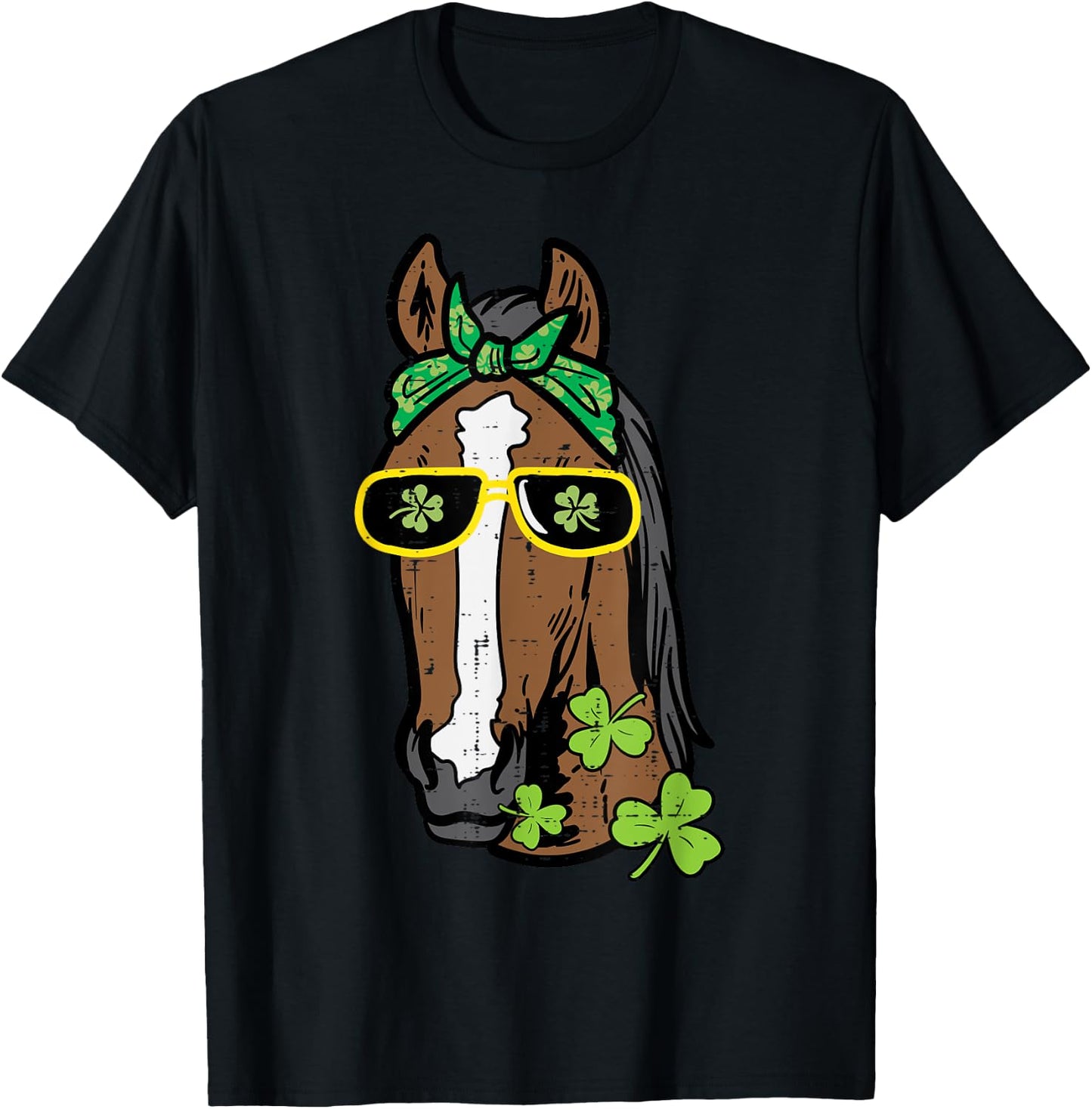 St Patricks Day Horse Saint Pattys Paddys Women Girls Kids T-Shirt - T-Shirt | Black