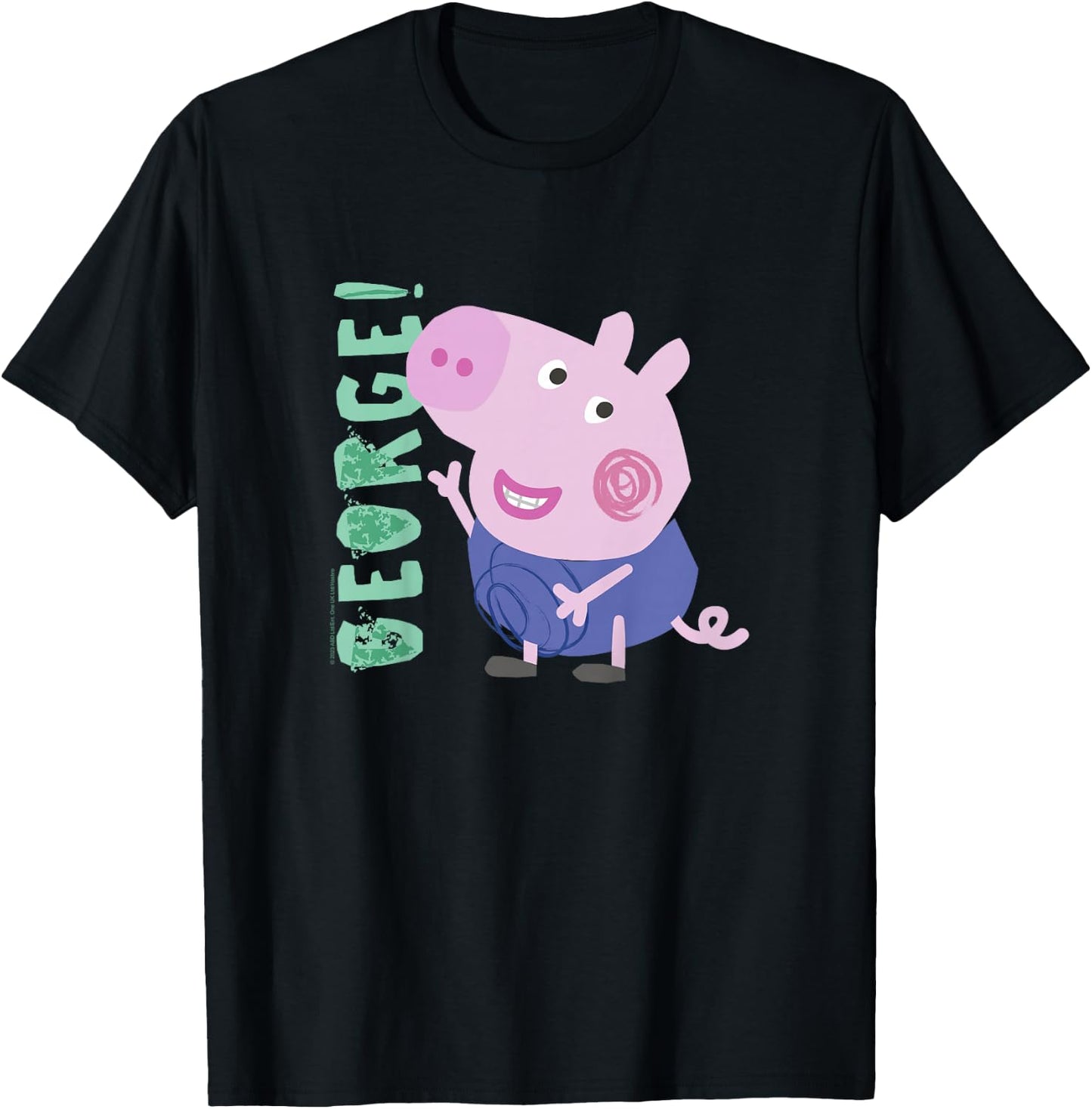 Peppa Pig George! Text Full Body Smiling Portrait T-Shirt - T-Shirt | Black