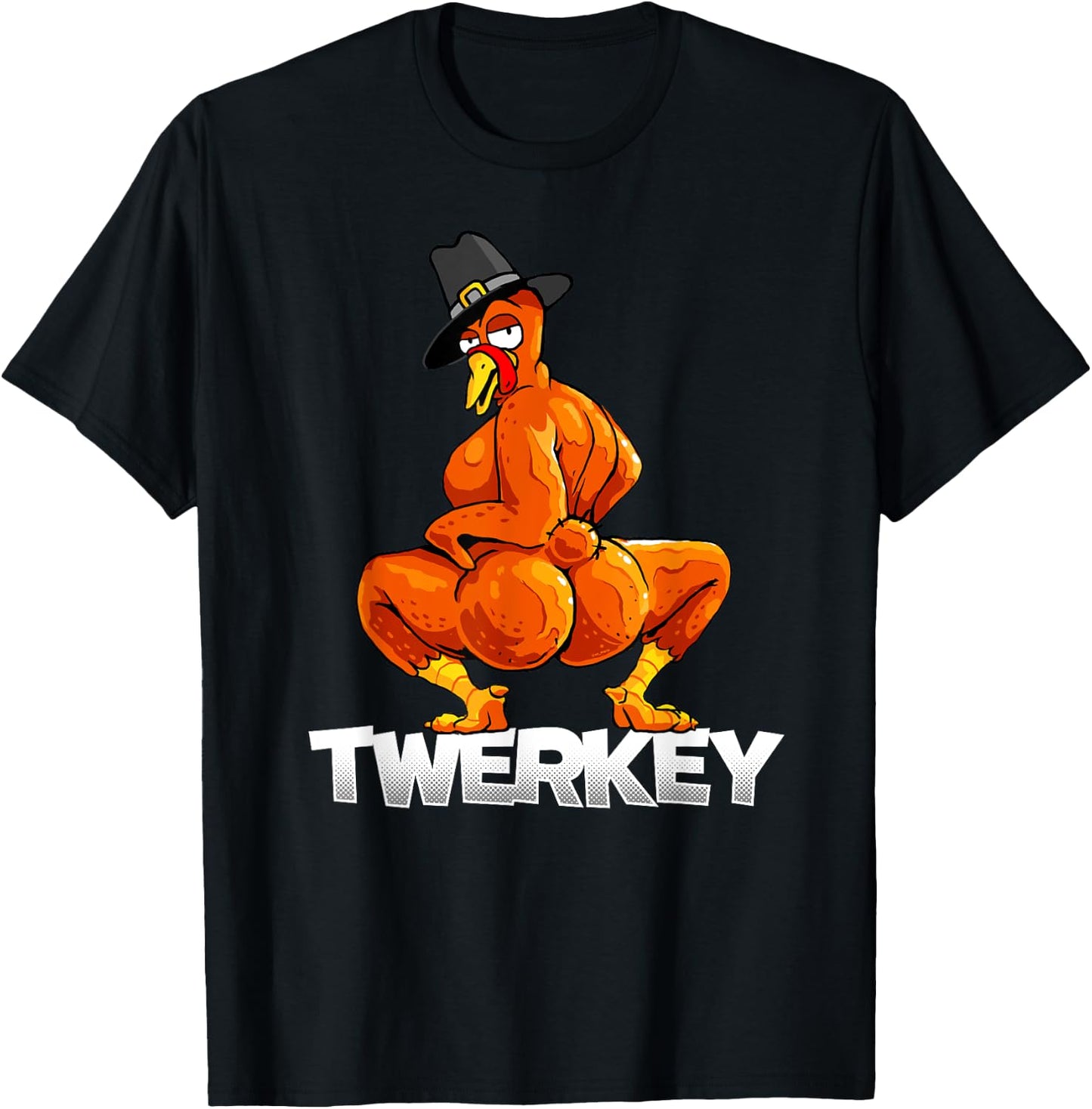 Twerkey Twerking Turkey Pilgrim Thanksgiving Twerk Turkey T-Shirt - T-Shirt | Black