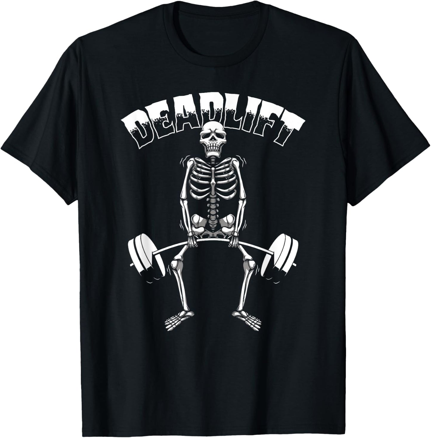 Deadlift Halloween Skeleton Weight Lifting Workout Gym Funny T-Shirt - T-Shirt | Black