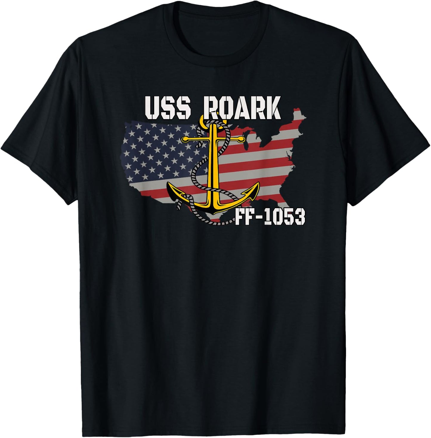 USS Roark FF-1053 Frigate Veteran Day Son Father Grandpa Dad T-Shirt - T-Shirt | Black