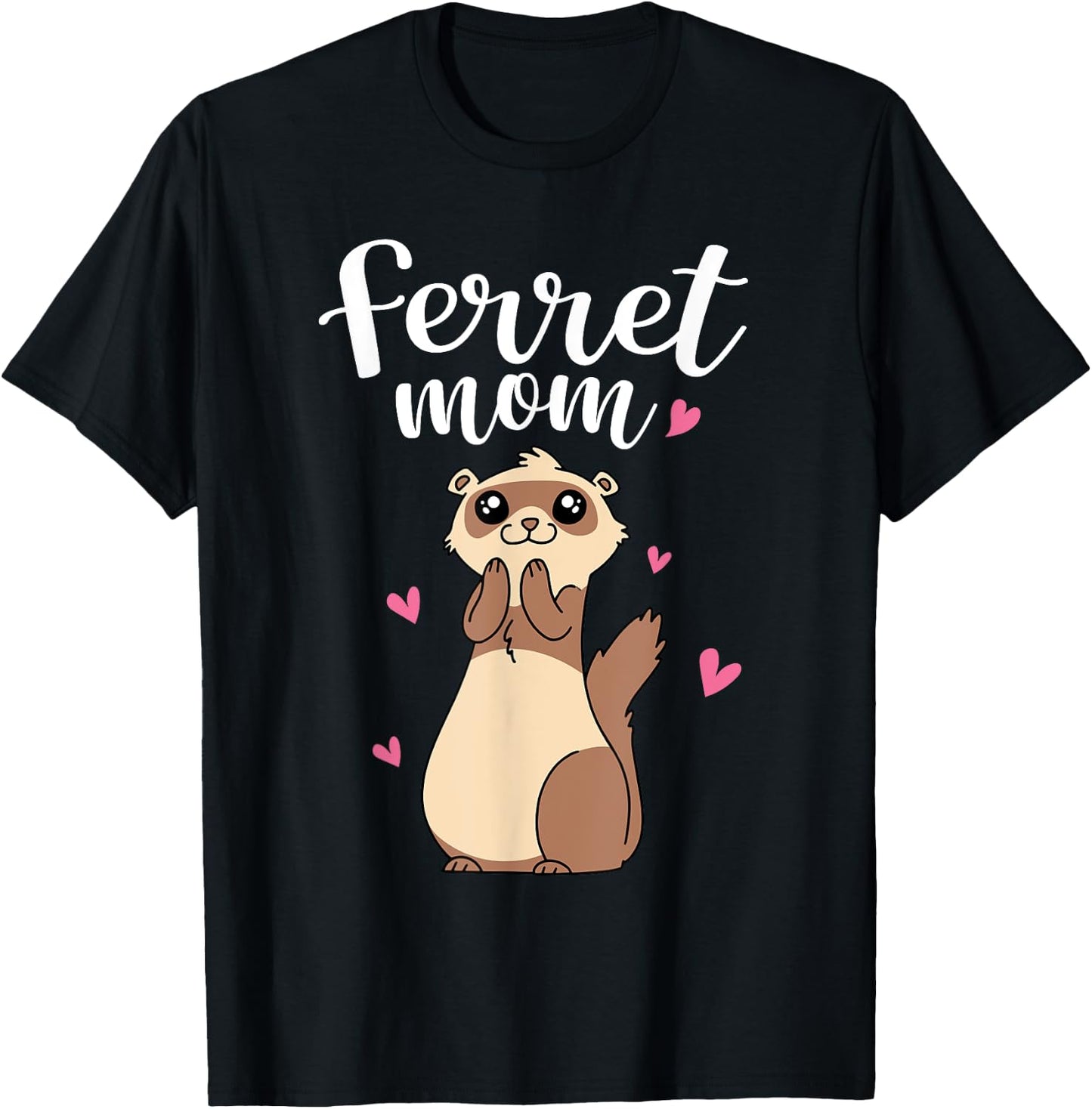 Mother's Day Cute Women Weasel Ferret Mom T-Shirt - T-Shirt | Black