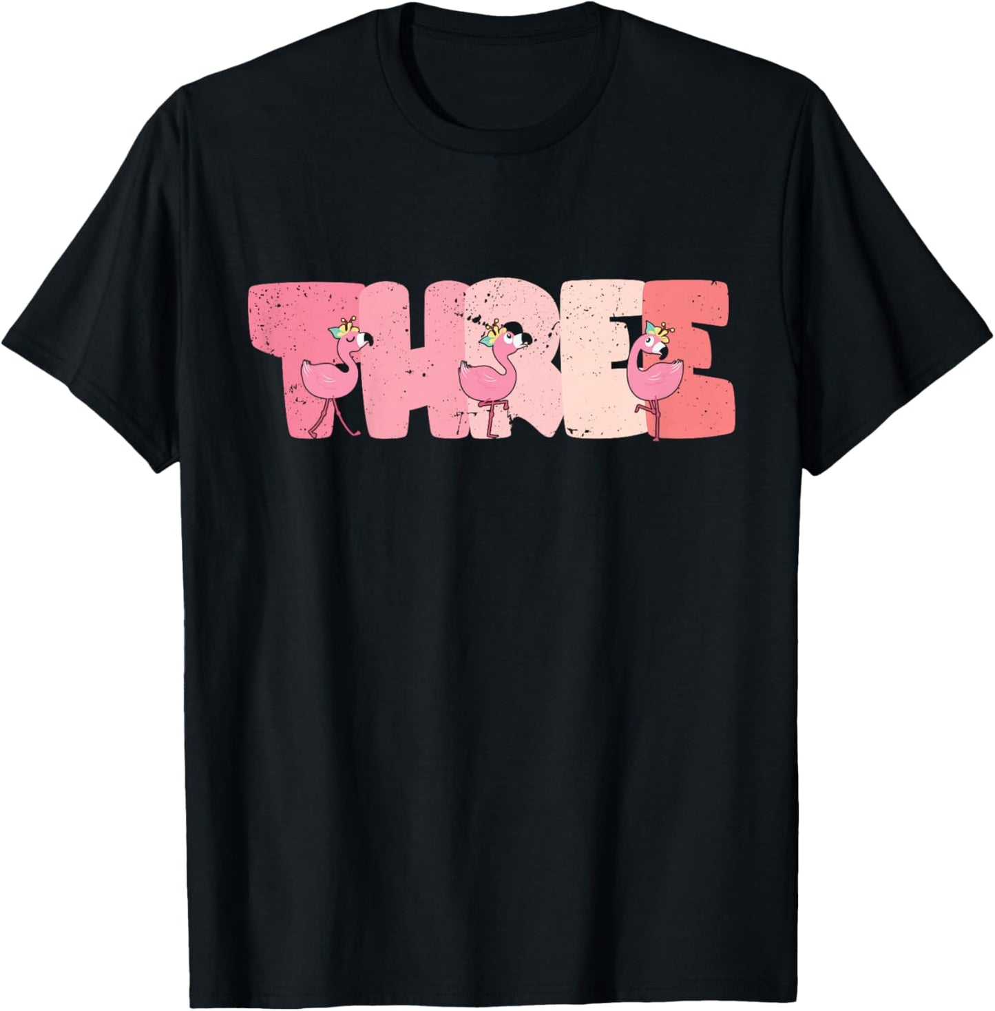 Kids 3 Years Old Cute Flamingo Birthday Girl 3rd B-Day T-Shirt - T-Shirt | Black