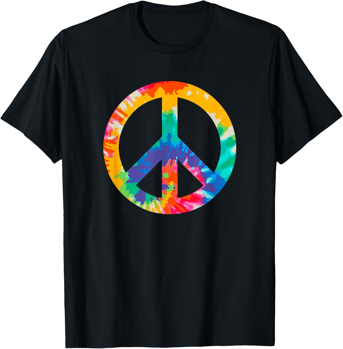 Peace Sign Retro 60s 70s Hippie Boho - Peace Symbol Tie Dye T-Shirt - T-Shirt | Black