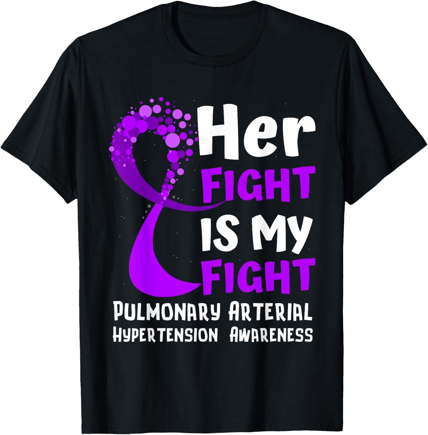 Pulmonary Arterial Hypertension Purple Ribbon Family Fighter T-Shirt - T-Shirt | Black