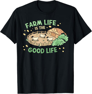 Farm Life Is The Good Life | Sheep Farm Lover Funny Farmer T-Shirt - T-Shirt | Black