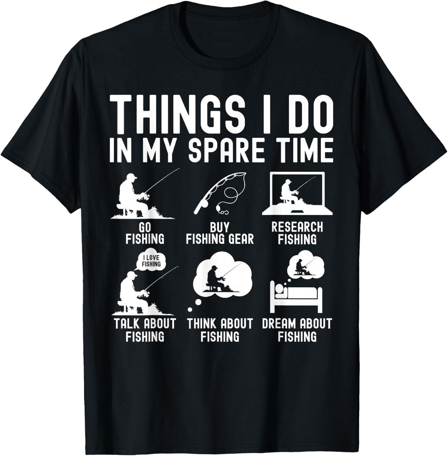 Things I Do In My Spare Time Fishing Fisherman Bass Men T-Shirt - T-Shirt | Black