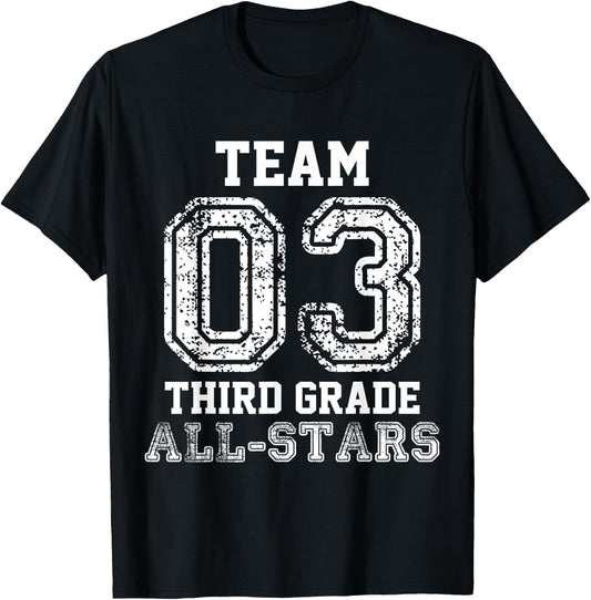 School Team 3rd Grade All-Stars Sports Jersey T-Shirt - T-Shirt | Black
