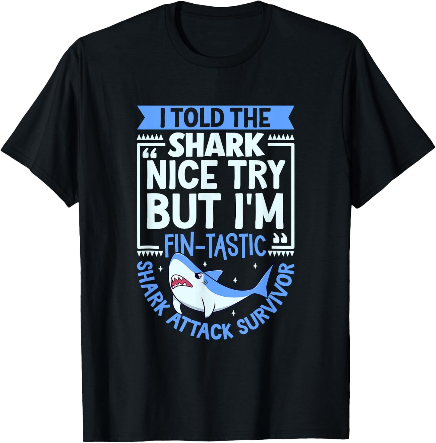 Shark Attack Survivor T-Shirt - T-Shirt | Black