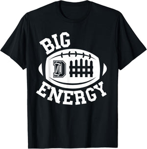 Football Shirt Funny Big Defense Energy D Fence Linebacker T-Shirt - T-Shirt | Black