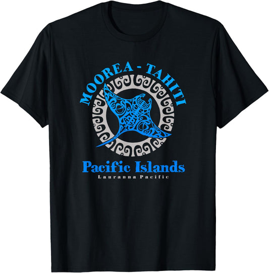 Manta Ray Moorea Tahiti Tribal Tattoo T-Shirt - T-Shirt | Black